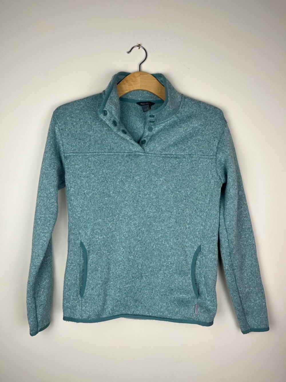Women's‎ Eddie Bauer Heathered Teal Zip-Front Pullover Sweater